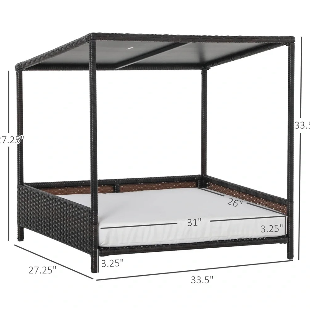 PawHut Rattan Pet Bed with Cushion